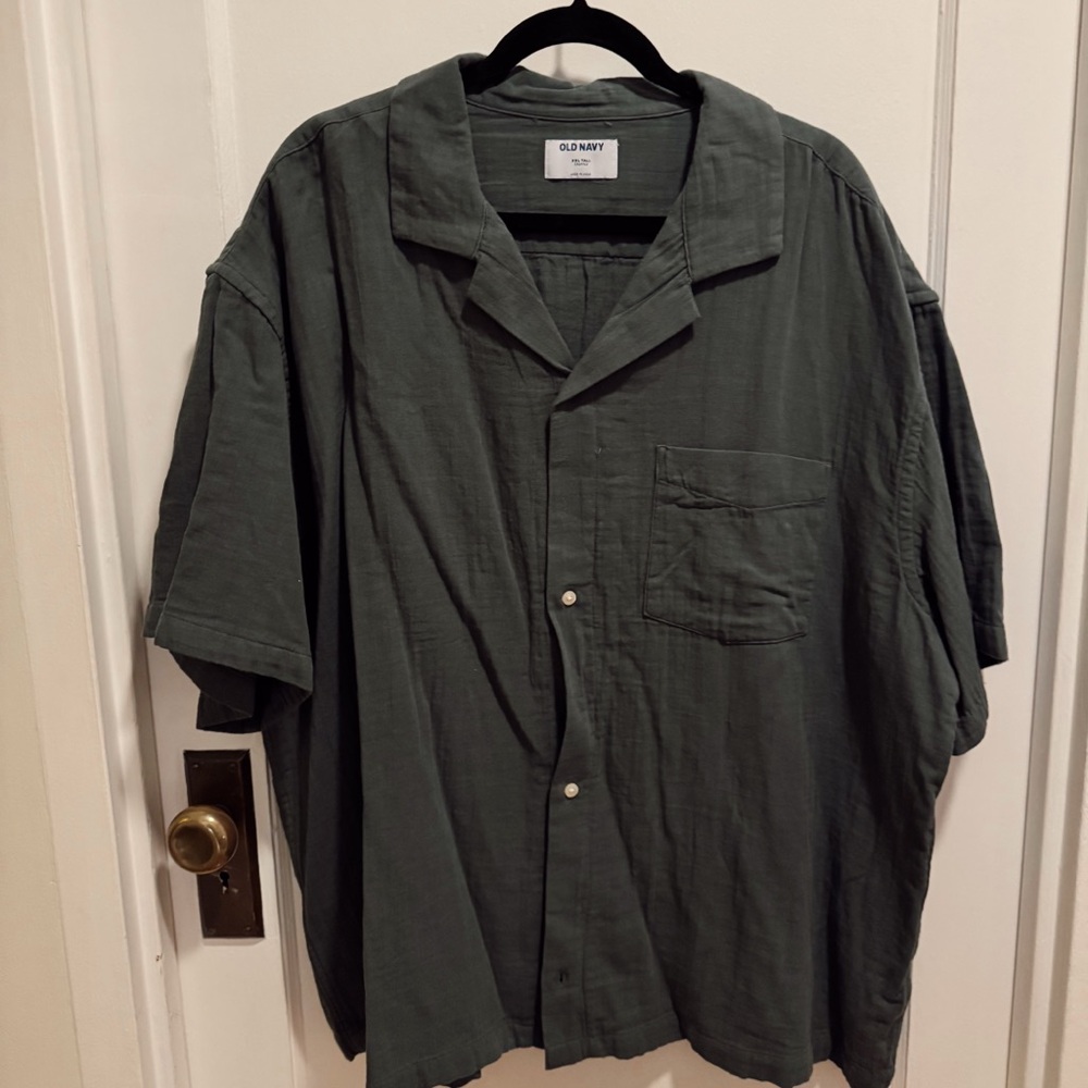 Old Navy Mens Green Short Sleeve Button Down